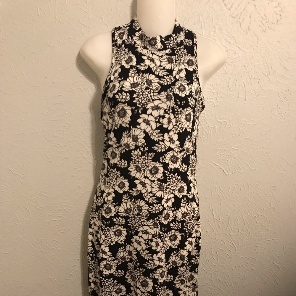 Woman black floral dress